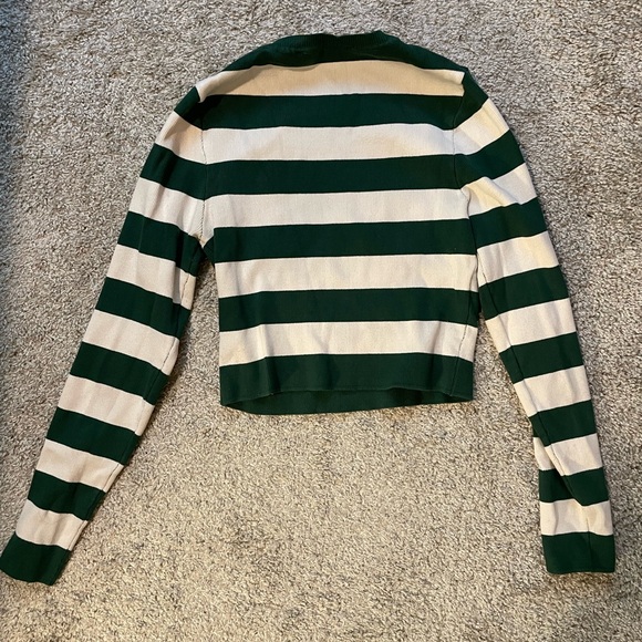 Zara Green and White Striped Crop Top - Picture 2 of 2
